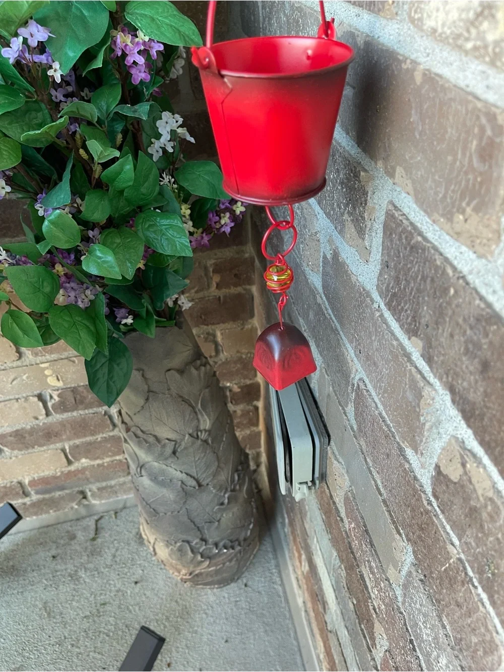 Ladybug Hanging Rain Chain Planter - Decorative Vertical Accent 48”